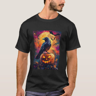 Camiseta Halloween Girls Design Boys Crow Pumpkin Hall