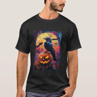 Camiseta Halloween Girls Design Boys Crow Pumpkin Hall