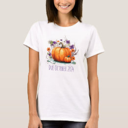 Camiseta Halloween Gravidez Anúncio Abóbora Data de Vencime