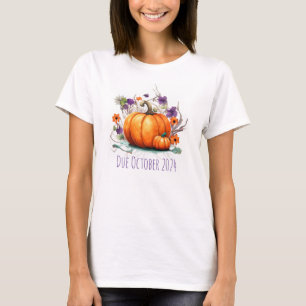 Camiseta Halloween Gravidez Anúncio Abóbora Data de Vencime