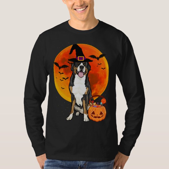 Camiseta Halloween Greater Swiss Mountain Dog Jack O Lanter (Frente)
