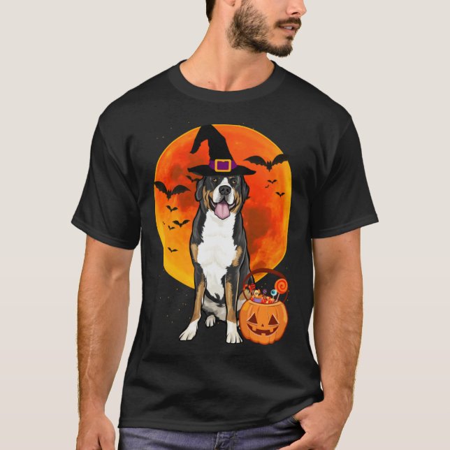 Camiseta Halloween Greater Swiss Mountain Dog Jack O Lanter (Frente)