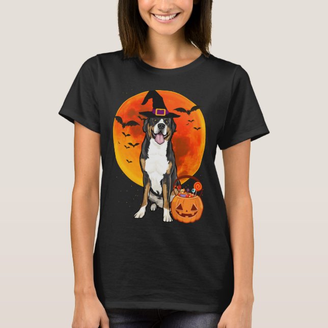 Camiseta Halloween Greater Swiss Mountain Dog Jack O Lanter (Frente)