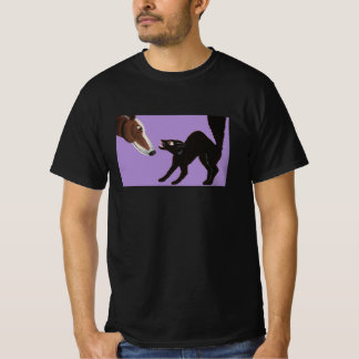 Camiseta Halloween Greyhound with Angry Black Cat