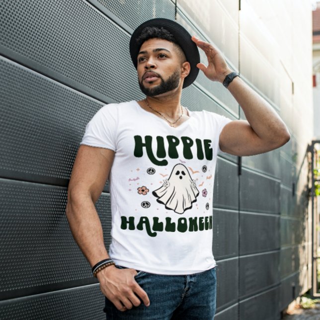 CAMISETA HALLOWEEN GROOVY HIPPIE HALLOWEEN GHOST 👻 👻 (Criador carregado)