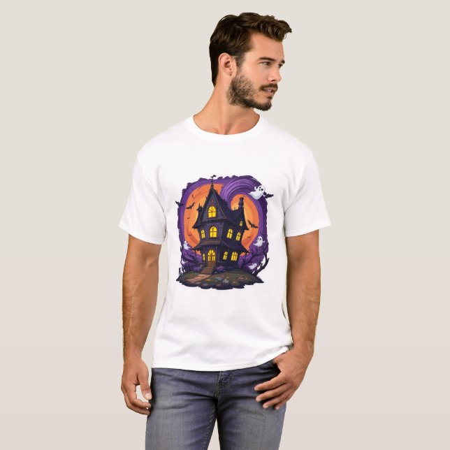 Camiseta Halloween Halloween Mansão Gótica (Frente Completa)