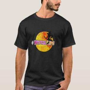 Camiseta Halloween Hashtag Witch Life Spooky Moon Silhouett