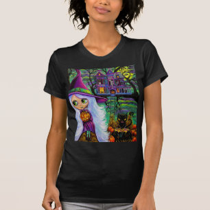 Camiseta Halloween Haunted Tree House Boneca de Bruxa Grand