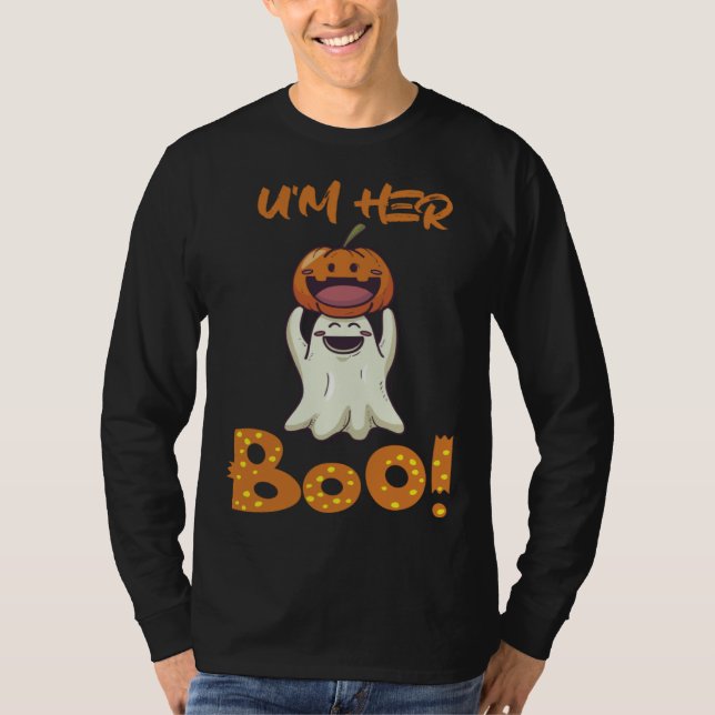 Camiseta Halloween He U'm her Boo (Frente)