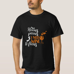 Camiseta Halloween Hocus Pocus I Need Wine Aniversário