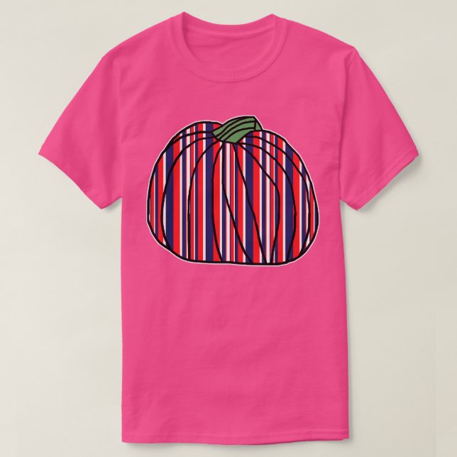 Camiseta Halloween Horror Pumpkin Red Strips (Frente do Design)
