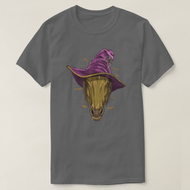 Camiseta Halloween Horse Lover Horse Witse Hat Engraçado (Frente do Design)