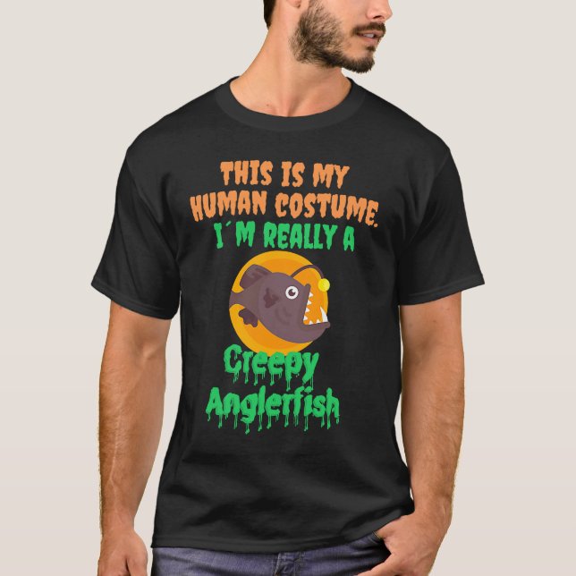 Camiseta Halloween Human Costum Creepy Anglerfish Sea Creat (Frente)