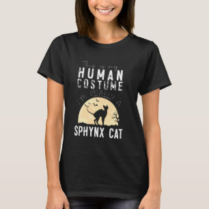 Camiseta Halloween Humano Costume Sphynx Cat Creepy Horror