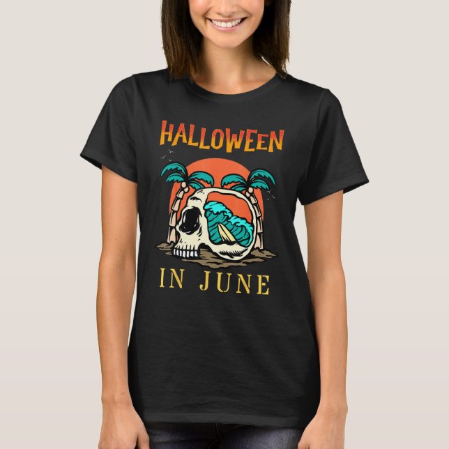 Camiseta Halloween in June  Summer Vacation Beach Family Tr (Frente)