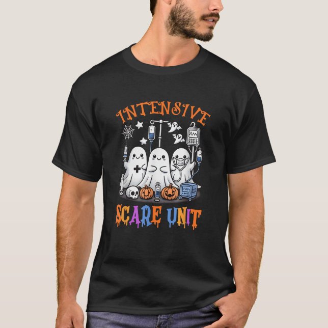 Camiseta Halloween Intensive Care Scare Unit Ghost Nurse Ic (Frente)