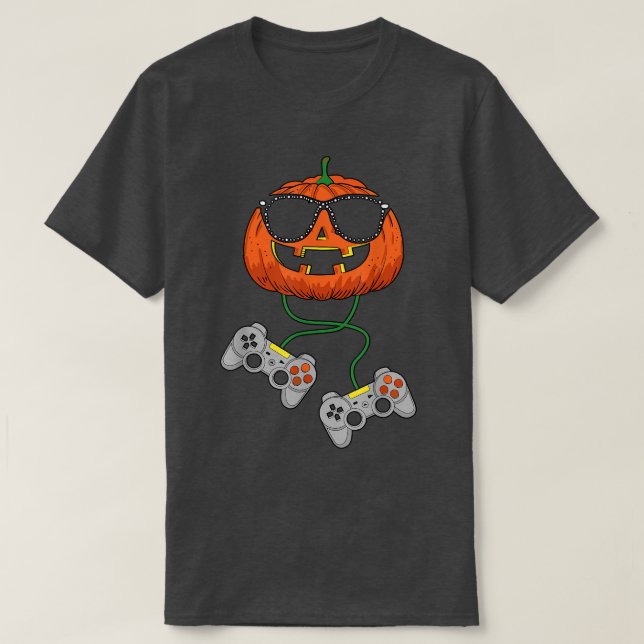 Camiseta Halloween Jack O Lantern Gamer Boys Homens Engraça (Frente do Design)