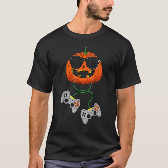 Camiseta Halloween Jack O Lantern Gamer Boys Kids Men  Hall (Frente)