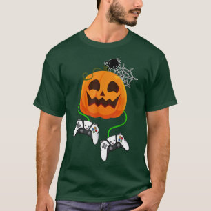 Camiseta Halloween Jack O Lantern Gamer Pumpkin Boys Kids