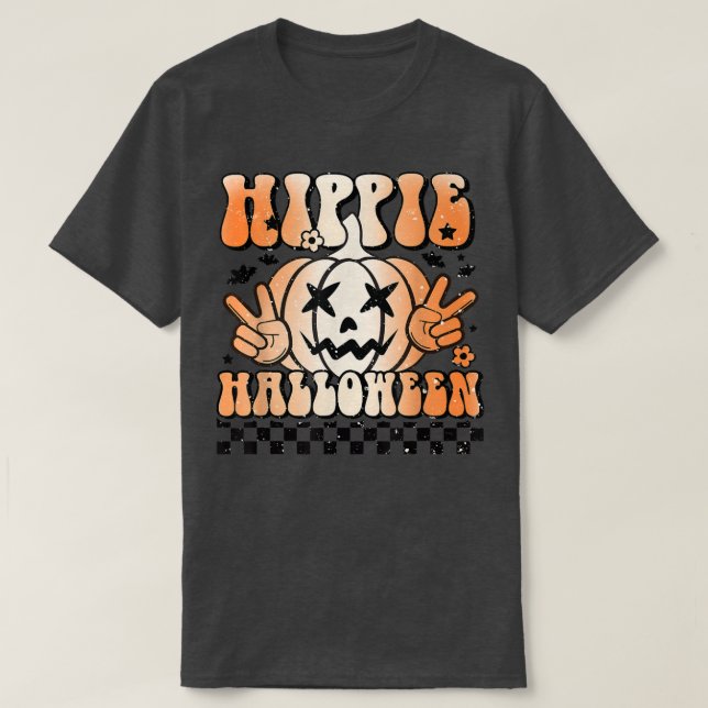 Camiseta Halloween Jack O Lantern Hippie Halloween Hippie W (Frente do Design)