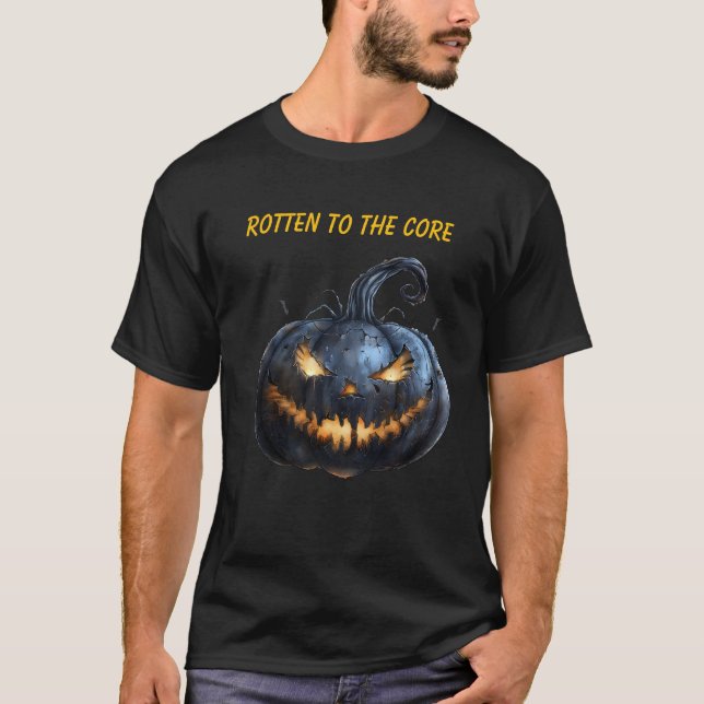 Camiseta Halloween Jack O Lantern Rodou Para O Núcleo (Frente)