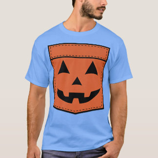 Camiseta Halloween Jack O Lanterna Pumpkin Face Pocket