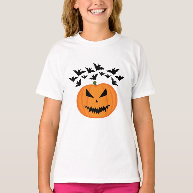 Camiseta Halloween Jack O'Lantern abóbora batedores (Frente)