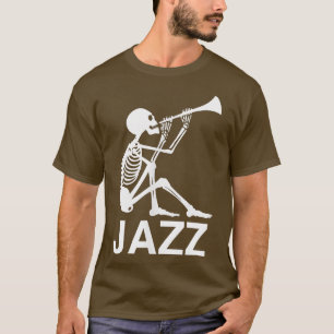 Camiseta Halloween Jazz Musico Horn Trumpet Skeleto