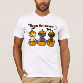 Camiseta Halloween Labrador Puppies e Pumpkins