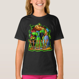 Camiseta Halloween Lady Scarecrow Pumpkin Cabeça de Pumpki