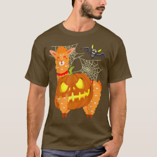 Camiseta Halloween Llama Scary Pumpkins Matando Crianças Fa