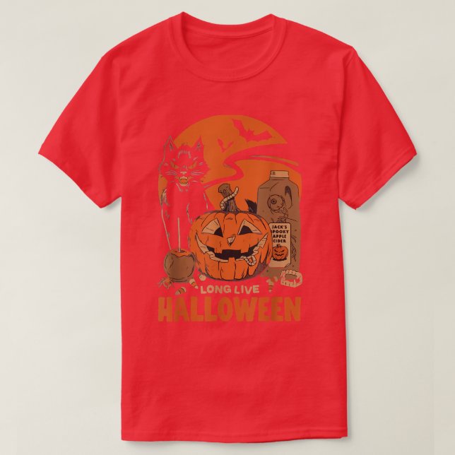Camiseta Halloween Long Live Halloween Witchy Pumpkin Black (Frente do Design)