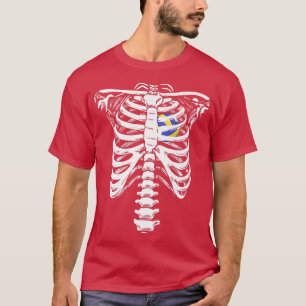 Camiseta Halloween Love V Skeleton Heart Ribcage Halloween