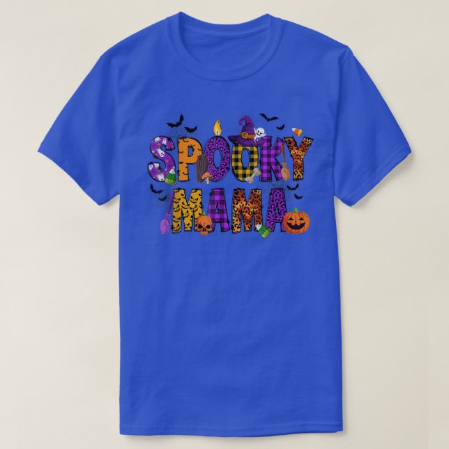 Camiseta Halloween Mãe Assustadora Leopardo Abóbora Hallowe (Frente do Design)