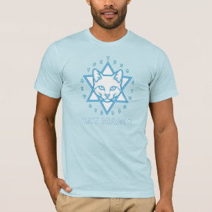Camiseta Halloween Mágico de Gato Branco Azul