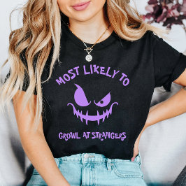 Camiseta Halloween Mais Propenso a Rosnar para Estranhos Pe