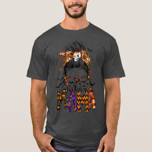 Camiseta Halloween Mama Messy Bun Spooky Mama Witchy Mama
