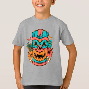 Camiseta Halloween Máscara de Abóbora Tropical Tik
