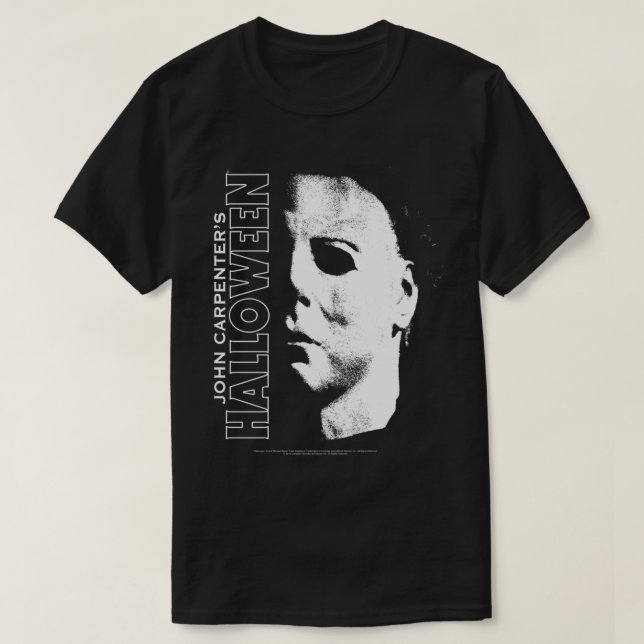 Camiseta Halloween Michael Myers Face Large Face Long Sleev (Frente do Design)