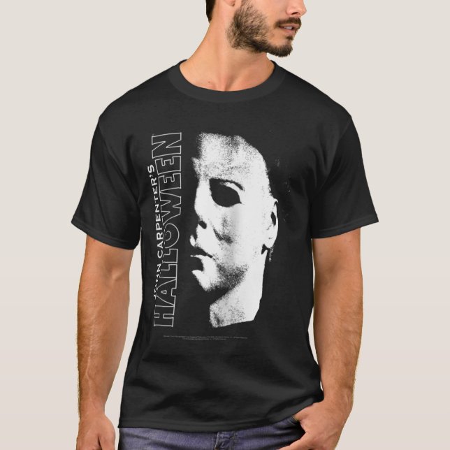 Camiseta Halloween Michael Myers Large Face Raglan Baseball (Frente)