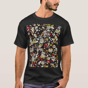 Camiseta Halloween Mini Doodle Vintage Patterno