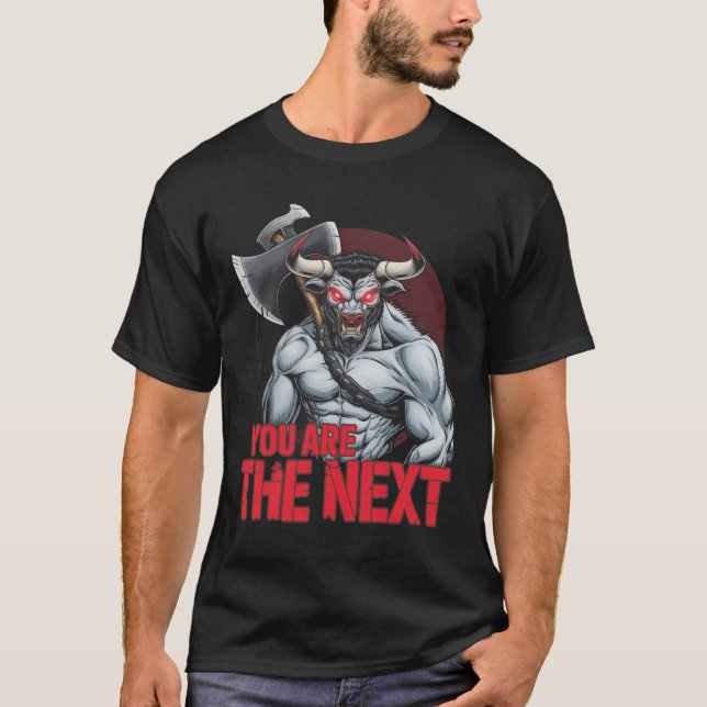 Camiseta Halloween Minotaur - Você é o próximo (Frente)