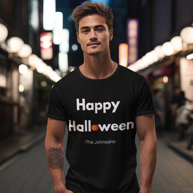 Camiseta Halloween Moderno Minimalista - Abóbora Personaliz (Criador carregado)