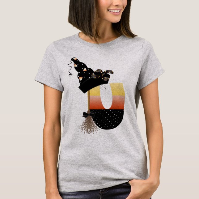 Camiseta Halloween Monograma - Letra U (Frente)