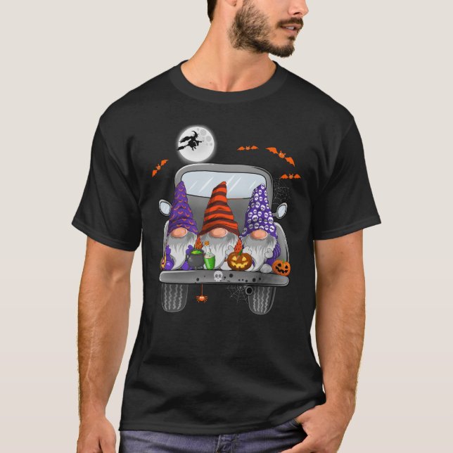 Camiseta Halloween Monster Truck Pumpkins Gnomos (Frente)