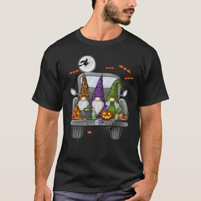Camiseta Halloween Monster Truck Pumpkins Gnomos (Frente)