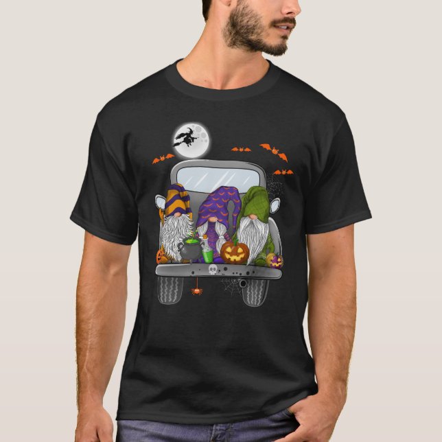 Camiseta Halloween Monster Truck Pumpkins Gnomos (Frente)