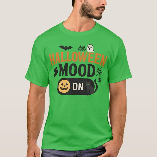 Camiseta Halloween Mood Spooky Cat Design retro (Frente)