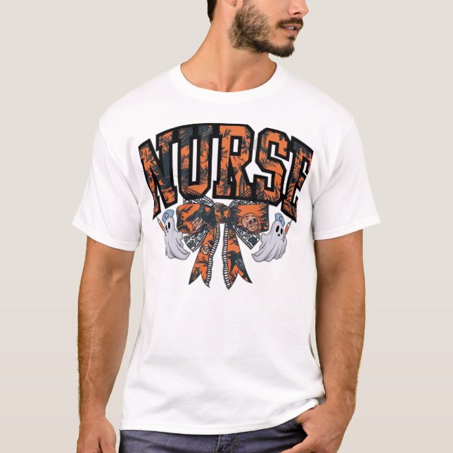 Camiseta Halloween Nurse Coquette Bow Fall Classic T-Shirt (Frente)