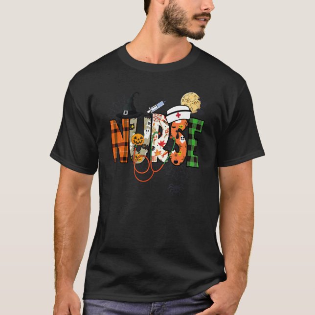 Camiseta Halloween Nurse Nursing Cute Health Worker Hallowe (Frente)